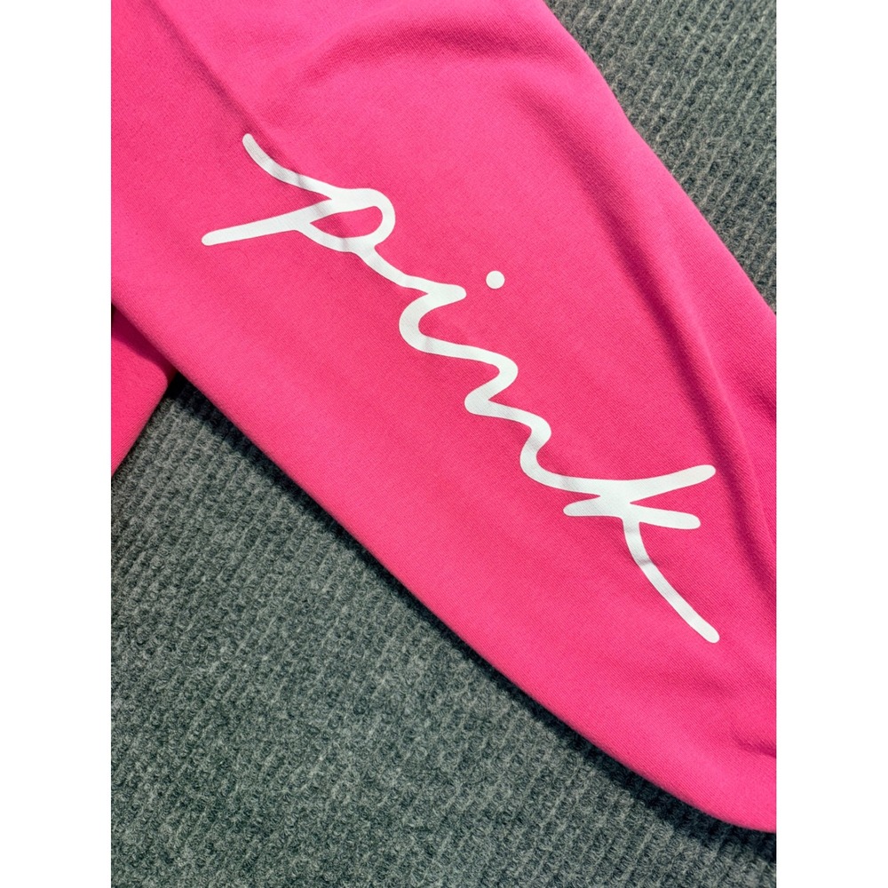 Pink Victoria's Secret Hot Pink Logo Quarter Zip Sweatshirt & Joggers Set L/M - Picture 8 of 11